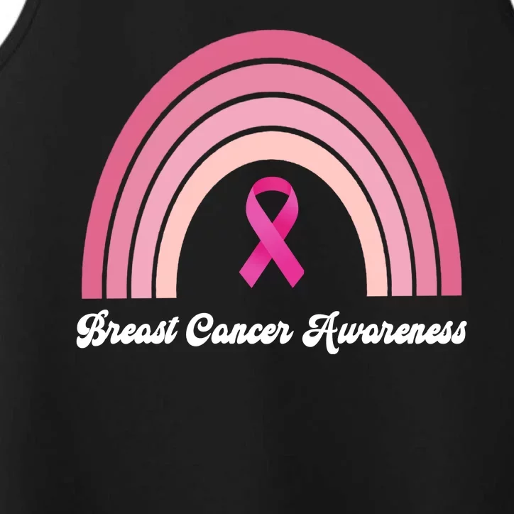 Breast Cancer Awareness Pink Rainbow Ribbon Performance Tank