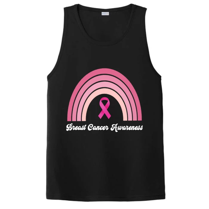 Breast Cancer Awareness Pink Rainbow Ribbon Performance Tank