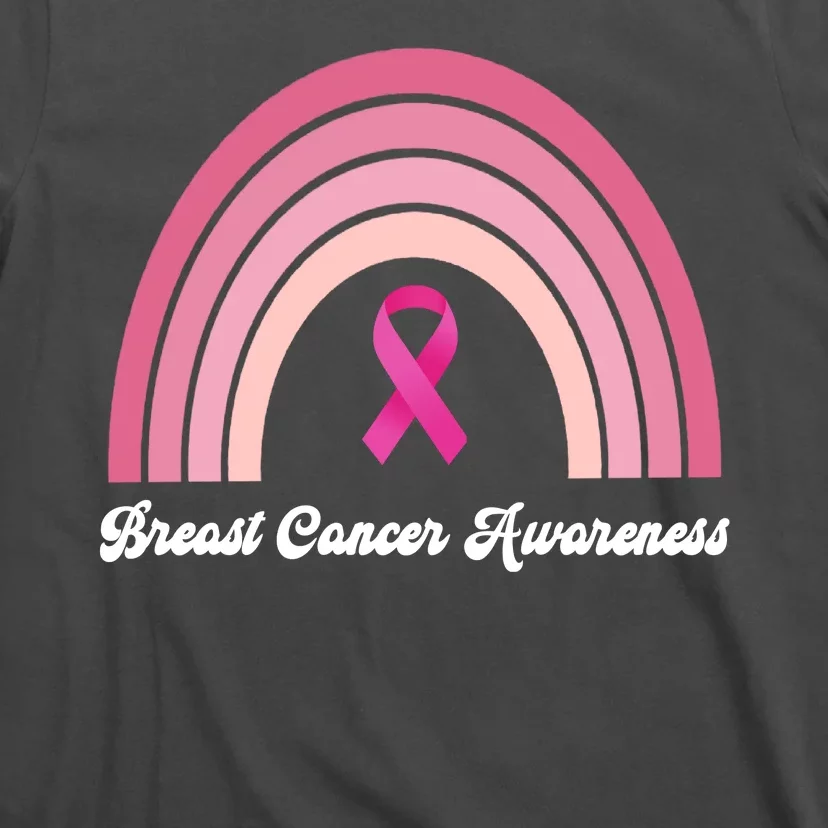 Breast Cancer Awareness Pink Rainbow Ribbon T-Shirt