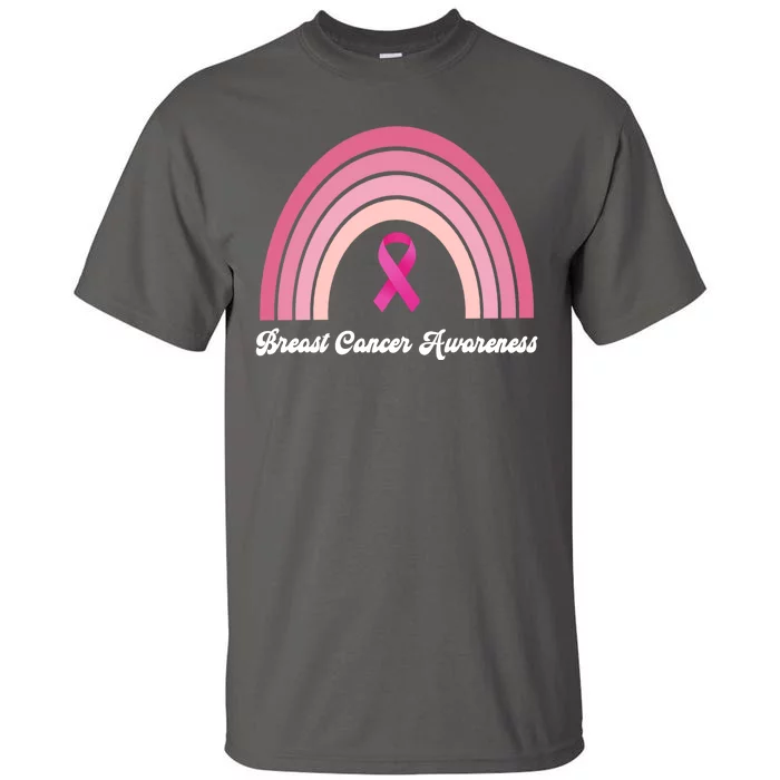 Breast Cancer Awareness Pink Rainbow Ribbon Tall T-Shirt