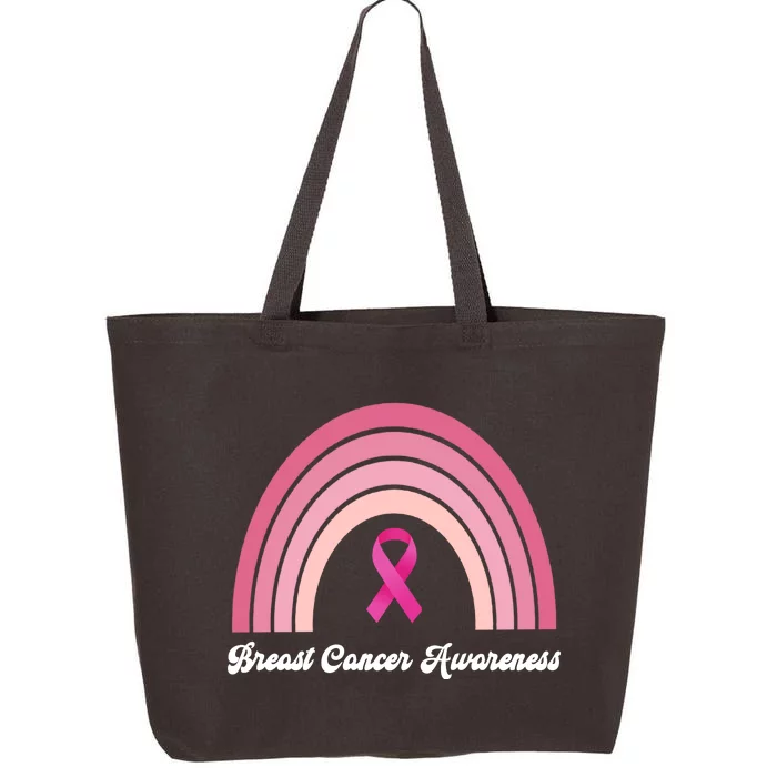 Breast Cancer Awareness Pink Rainbow Ribbon 25L Jumbo Tote