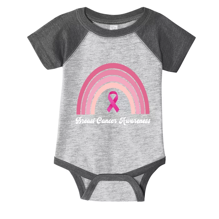 Breast Cancer Awareness Pink Rainbow Ribbon Infant Baby Jersey Bodysuit