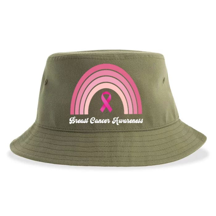 Breast Cancer Awareness Pink Rainbow Ribbon Sustainable Bucket Hat