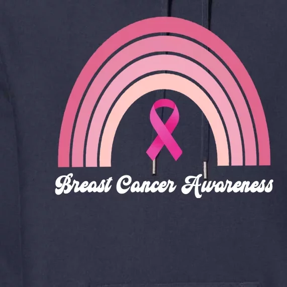 Breast Cancer Awareness Pink Rainbow Ribbon Premium Hoodie