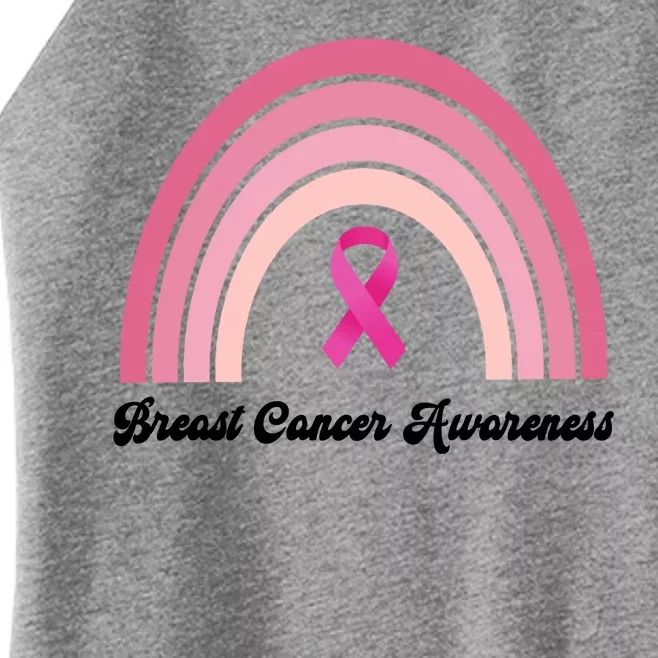 Breast Cancer Awareness Pink Rainbow Ribbon Women’s Perfect Tri Rocker Tank