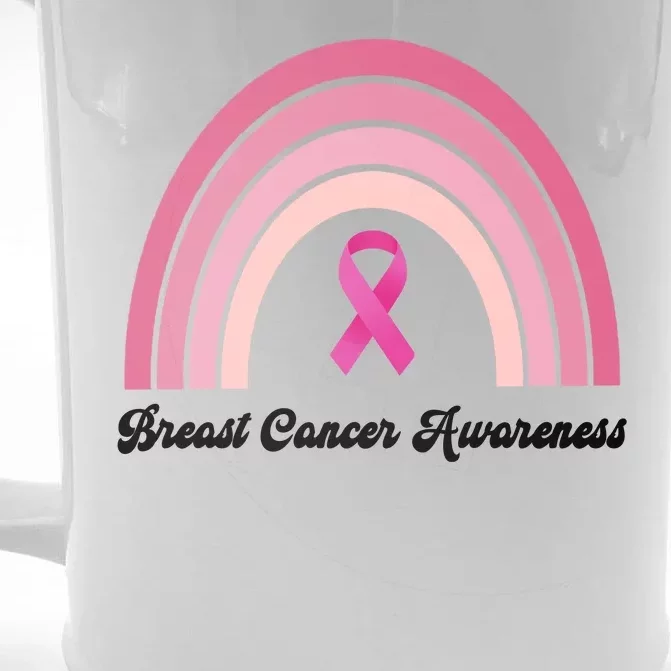 Breast Cancer Awareness Pink Rainbow Ribbon Front & Back Beer Stein