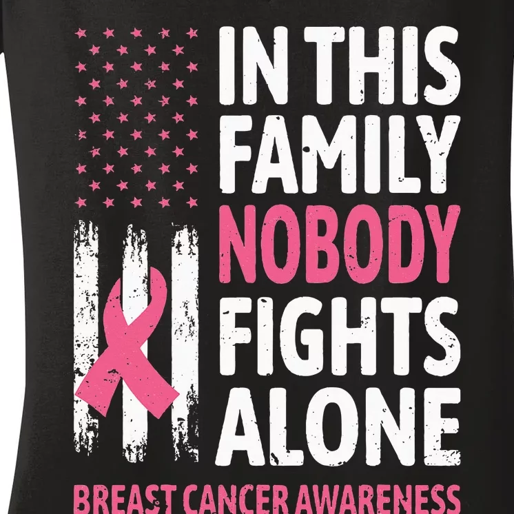 Breast Cancer Awareness Family Support Squad Breast Cancer Women's V-Neck T-Shirt