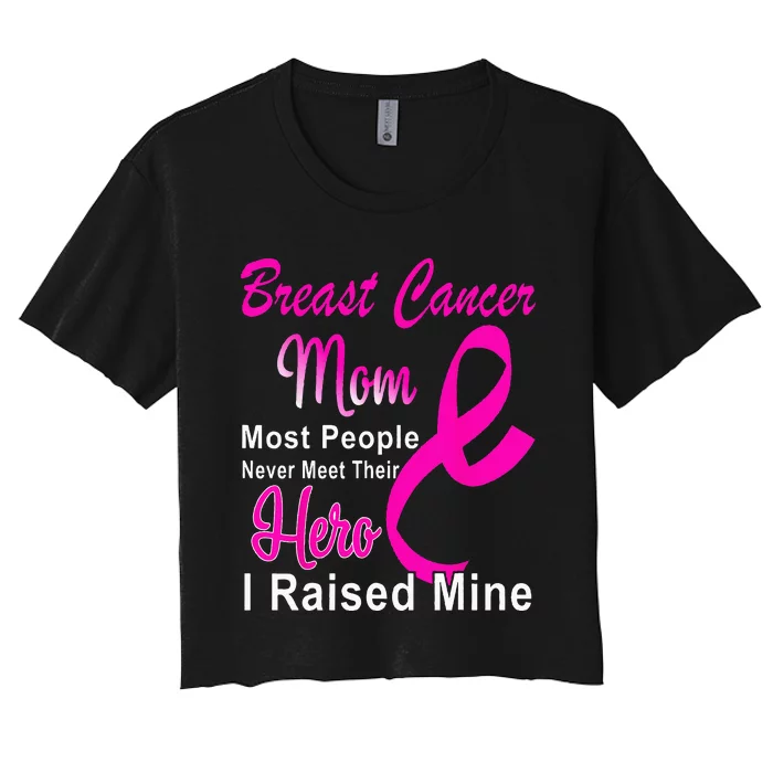 Breast Cancer Awareness Mom Breast Cancer Warrior Mother Women's Crop Top Tee