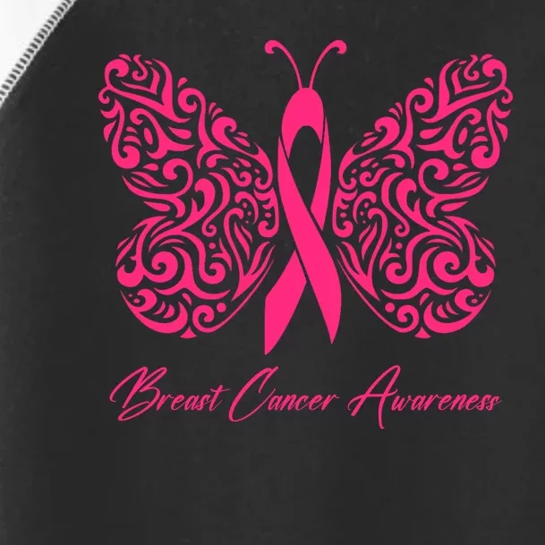 Breast Cancer Awareness Pink Butterfly Ribbon Toddler Fine Jersey T-Shirt