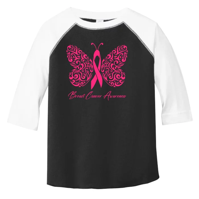 Breast Cancer Awareness Pink Butterfly Ribbon Toddler Fine Jersey T-Shirt