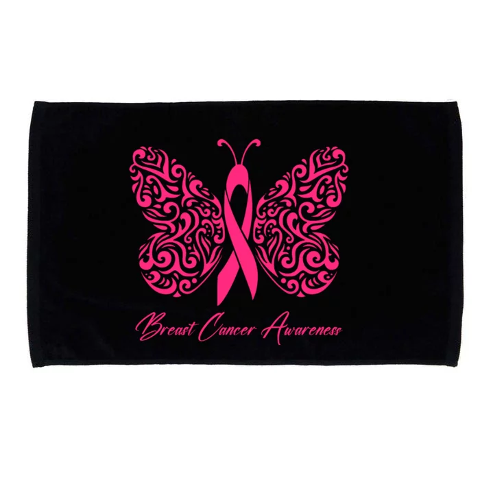 Breast Cancer Awareness Pink Butterfly Ribbon Microfiber Hand Towel