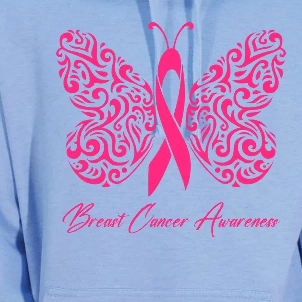 Breast Cancer Awareness Pink Butterfly Ribbon Unisex Surf Hoodie