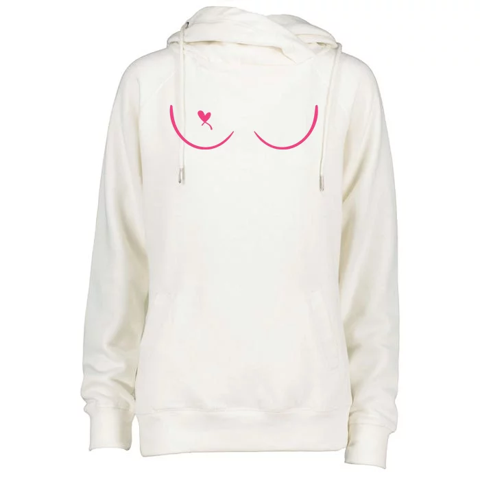 Breast Cancer Awareness Breast Heart Womens Funnel Neck Pullover Hood