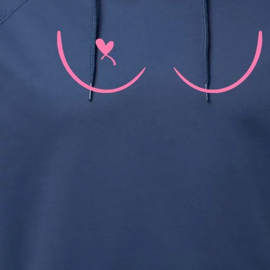 Breast Cancer Awareness Breast Heart Performance Fleece Hoodie