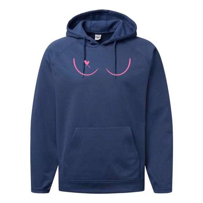 Breast Cancer Awareness Breast Heart Performance Fleece Hoodie