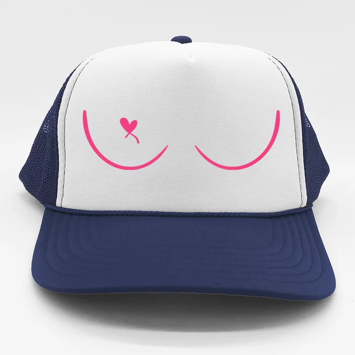 Breast Cancer Awareness Breast Heart Trucker Hat