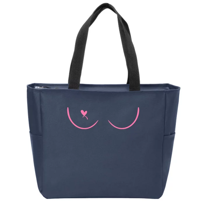 Breast Cancer Awareness Breast Heart Zip Tote Bag