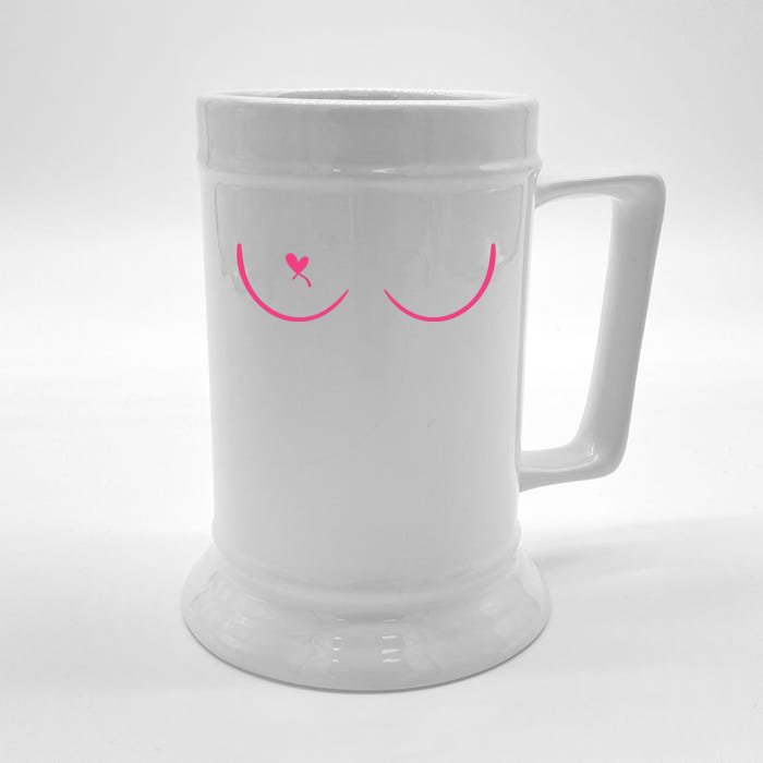 Breast Cancer Awareness Breast Heart Front & Back Beer Stein