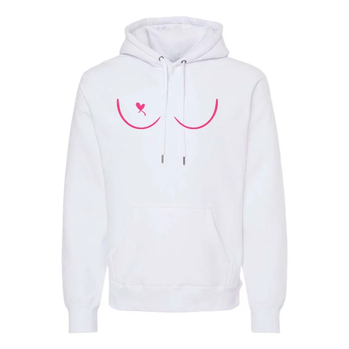 Breast Cancer Awareness Breast Heart Premium Hoodie