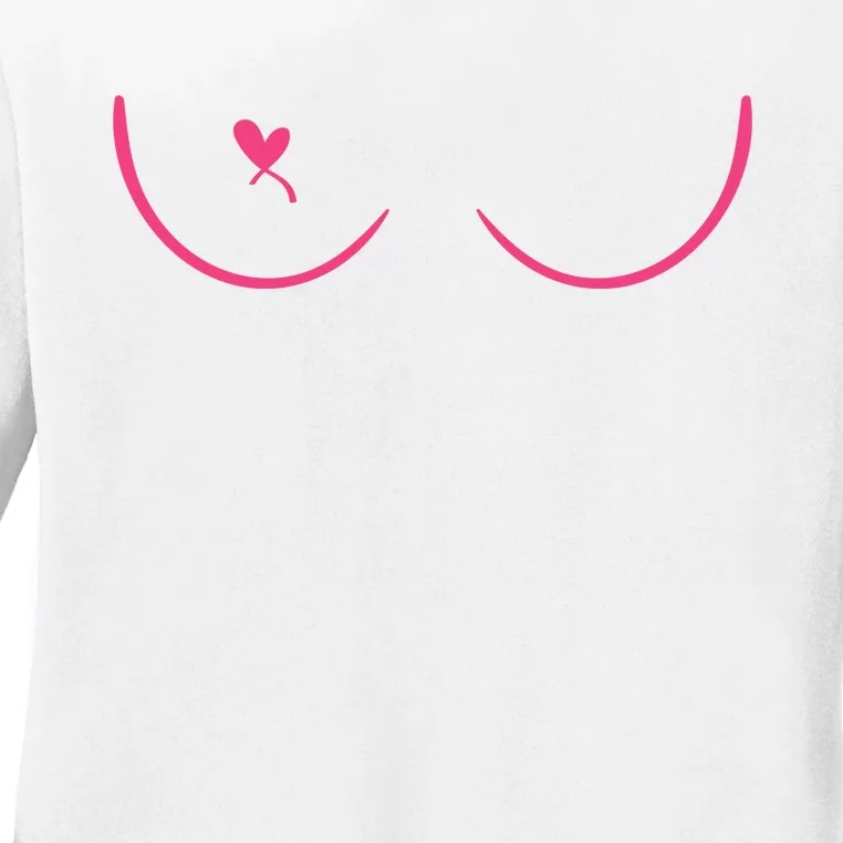 Breast Cancer Awareness Breast Heart Ladies Long Sleeve Shirt