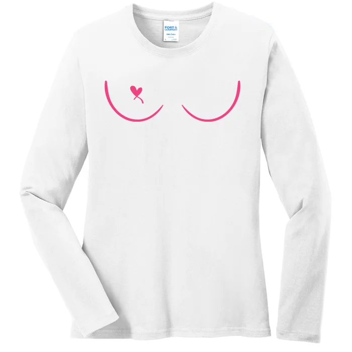 Breast Cancer Awareness Breast Heart Ladies Long Sleeve Shirt