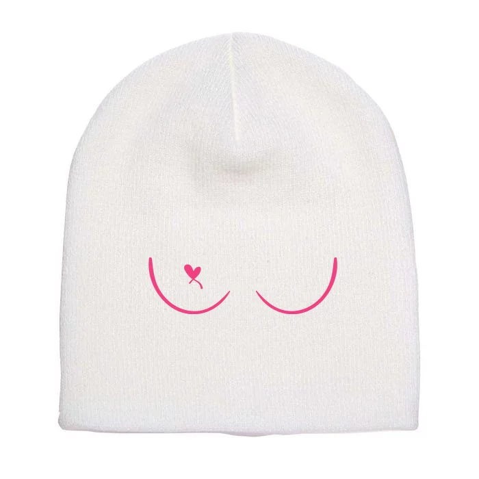 Breast Cancer Awareness Breast Heart Short Acrylic Beanie