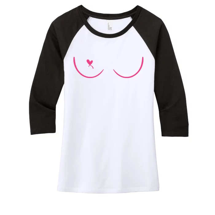 Breast Cancer Awareness Breast Heart Women's Tri-Blend 3/4-Sleeve Raglan Shirt