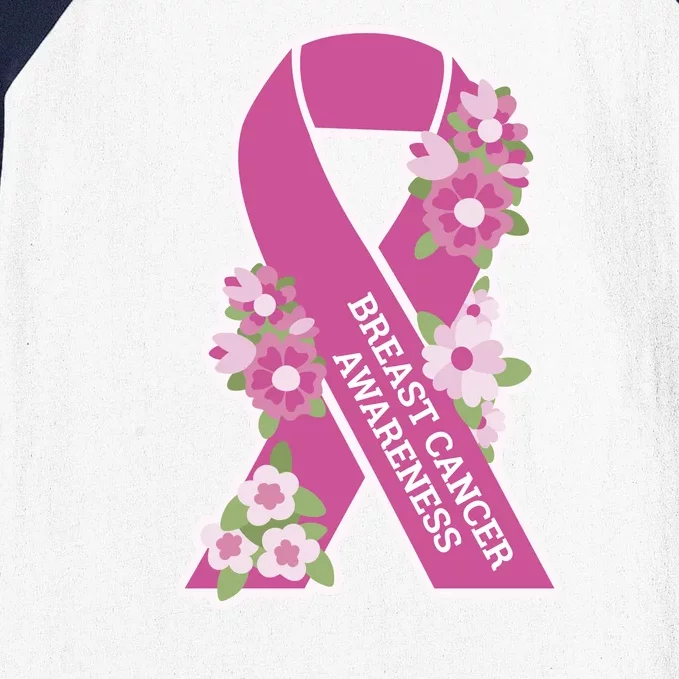 Breast Cancer Awareness Floral Baseball Sleeve Shirt