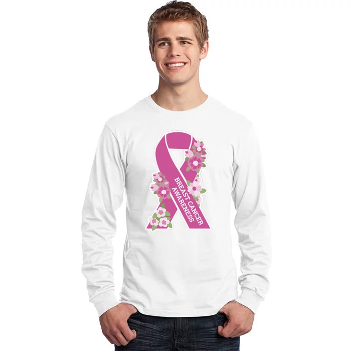 Breast Cancer Awareness Floral Tall Long Sleeve T-Shirt