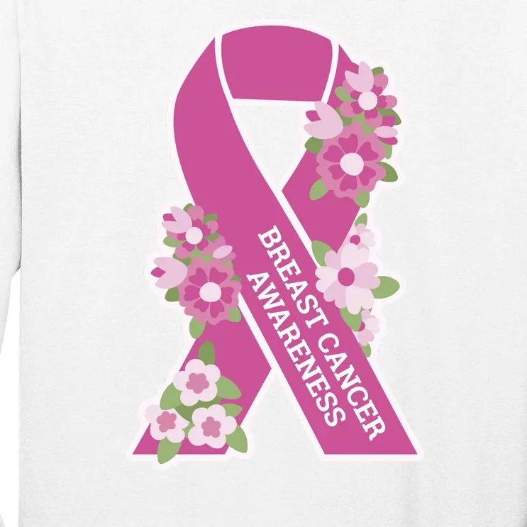 Breast Cancer Awareness Floral Tall Long Sleeve T-Shirt