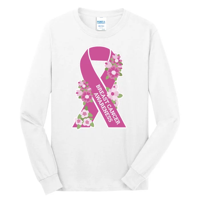 Breast Cancer Awareness Floral Tall Long Sleeve T-Shirt