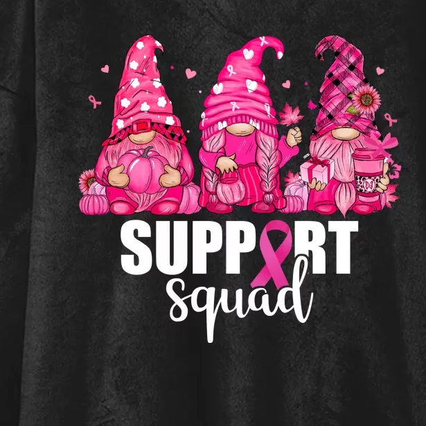 Breast Cancer Awareness Gnomes Support Squad Hooded Wearable Blanket