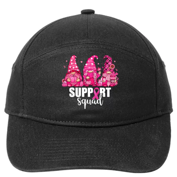 Breast Cancer Awareness Gnomes Support Squad 7-Panel Snapback Hat