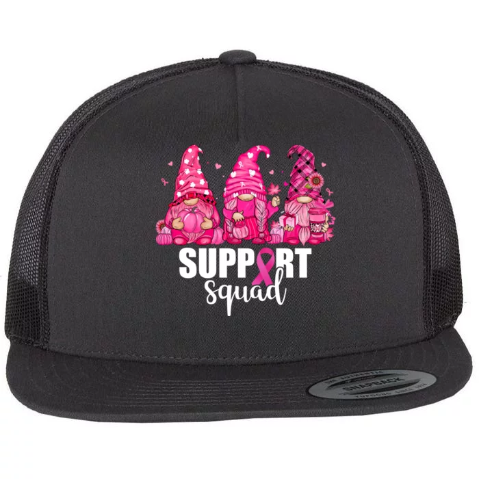 Breast Cancer Awareness Gnomes Support Squad Flat Bill Trucker Hat