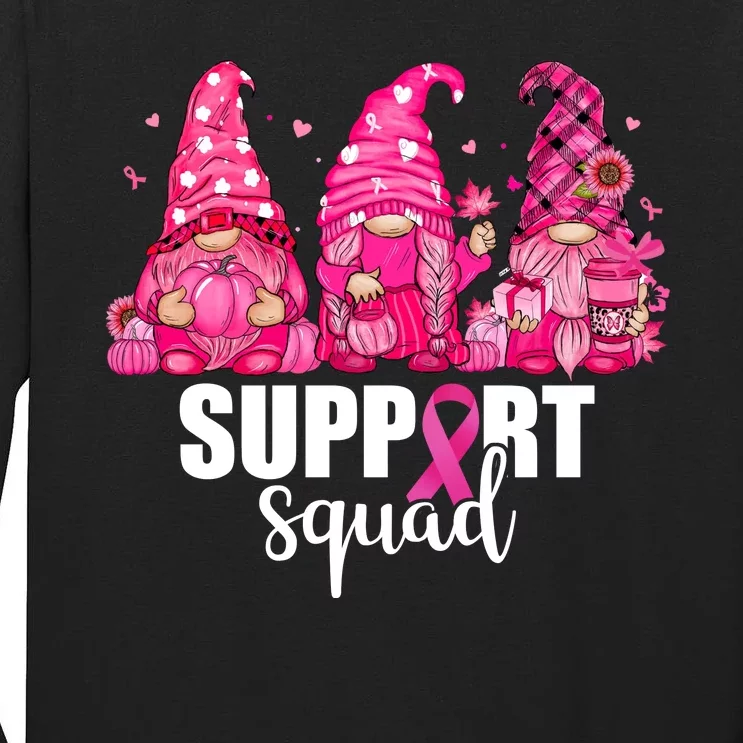 Breast Cancer Awareness Gnomes Support Squad Tall Long Sleeve T-Shirt