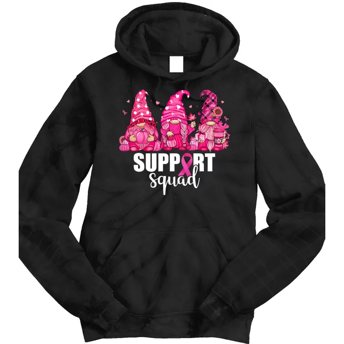 Breast Cancer Awareness Gnomes Support Squad Tie Dye Hoodie