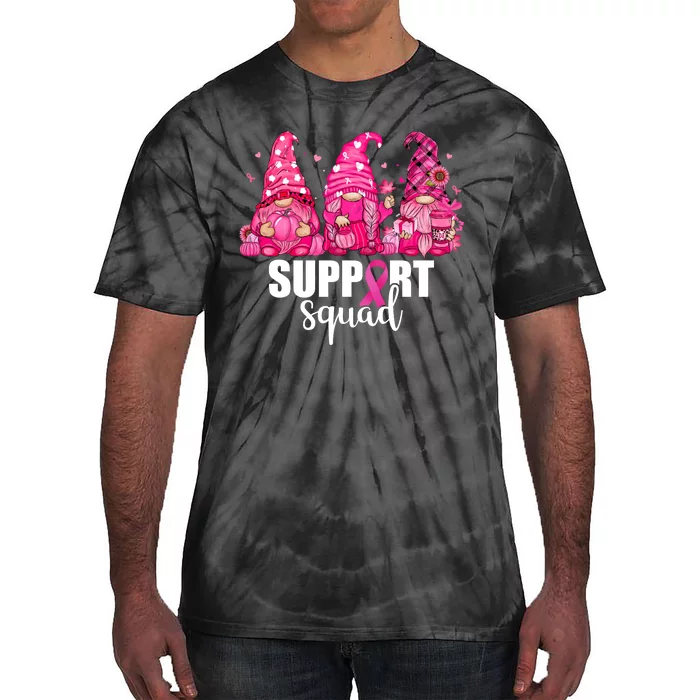 Breast Cancer Awareness Gnomes Support Squad Tie-Dye T-Shirt