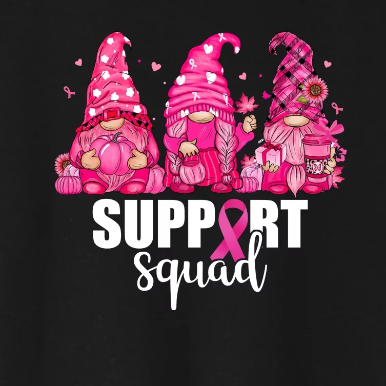 Breast Cancer Awareness Gnomes Support Squad Women's Crop Top Tee