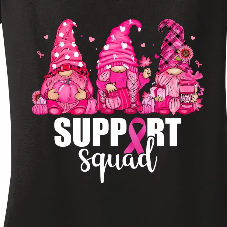 Breast Cancer Awareness Gnomes Support Squad Women's V-Neck T-Shirt