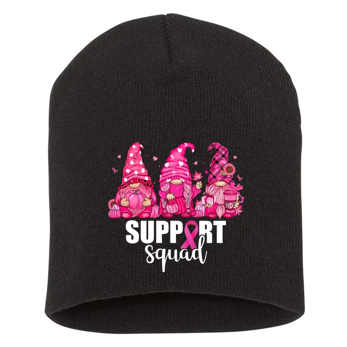 Breast Cancer Awareness Gnomes Support Squad Short Acrylic Beanie