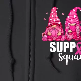 Breast Cancer Awareness Gnomes Support Squad Full Zip Hoodie