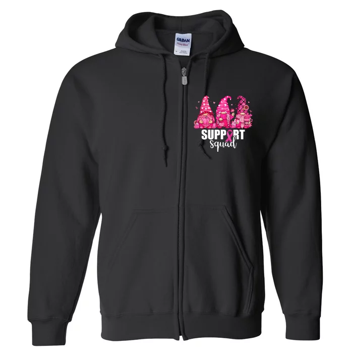 Breast Cancer Awareness Gnomes Support Squad Full Zip Hoodie