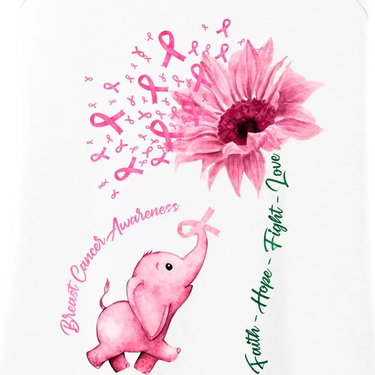 Breast Cancer Awareness Sunflower Elephant Pink Ribbon Ladies Essential Tank