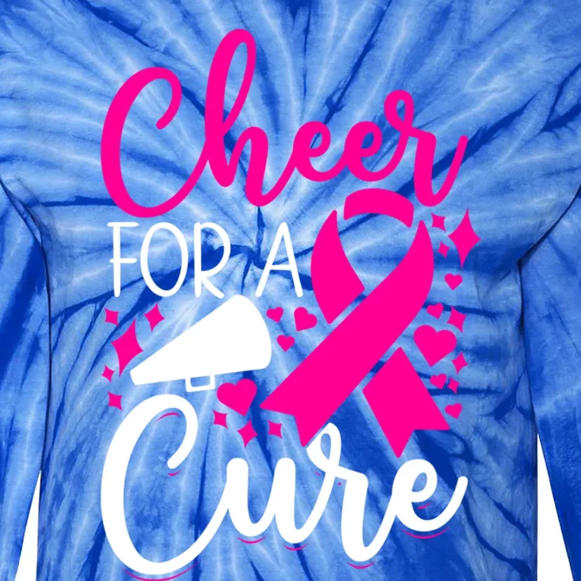 Breast Cancer Awareness Mom Cheerleading Cheer For The Cure Gift Tie-Dye Long Sleeve Shirt