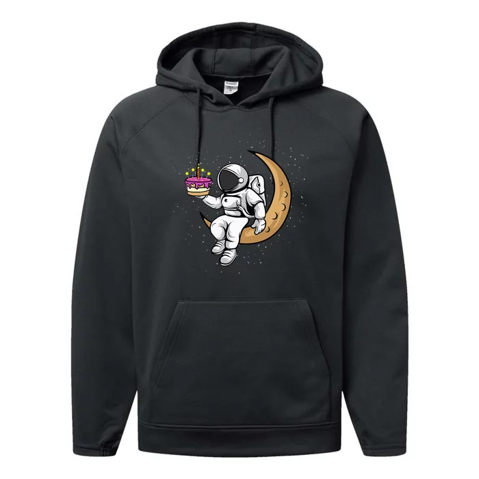 Birthday cake Astronauts in space funny stronaut Performance Fleece Hoodie