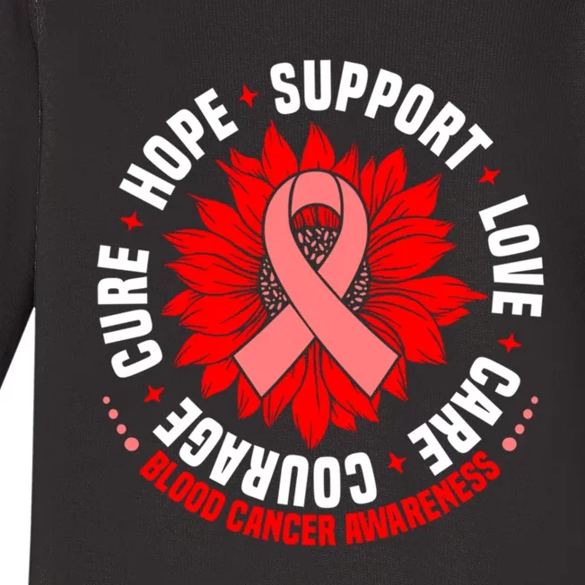 Blood Cancer Awareness Hope Support Love Cure Courage Baby Long Sleeve Bodysuit