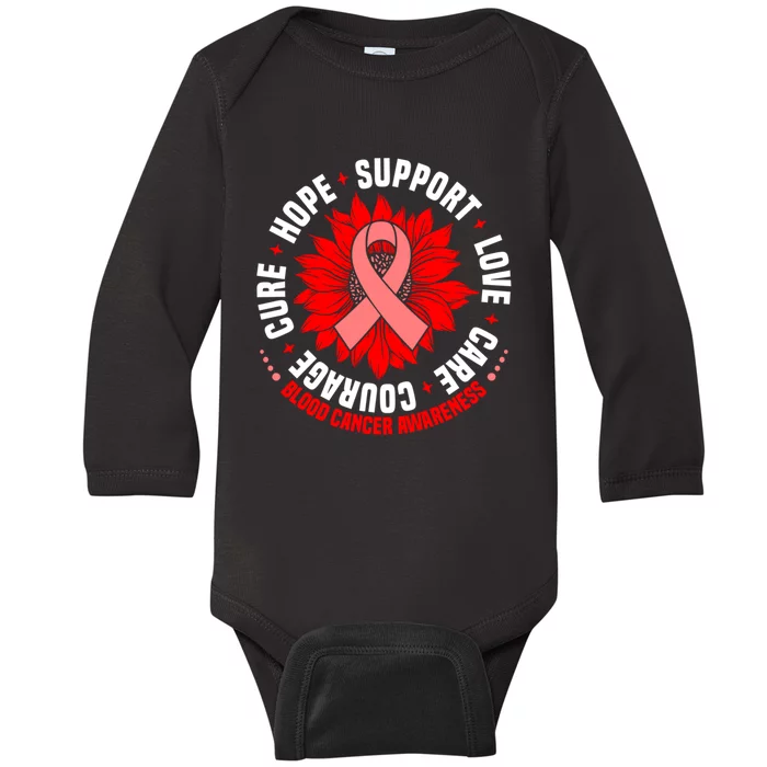 Blood Cancer Awareness Hope Support Love Cure Courage Baby Long Sleeve Bodysuit