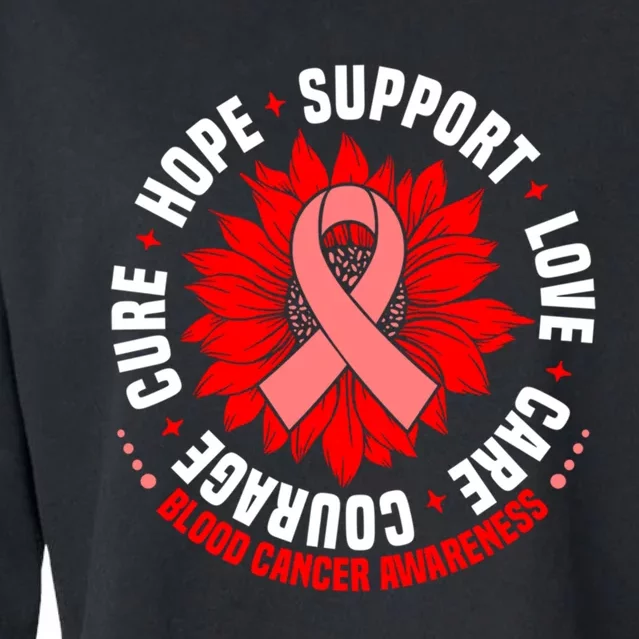 Blood Cancer Awareness Hope Support Love Cure Courage Cropped Pullover Crew