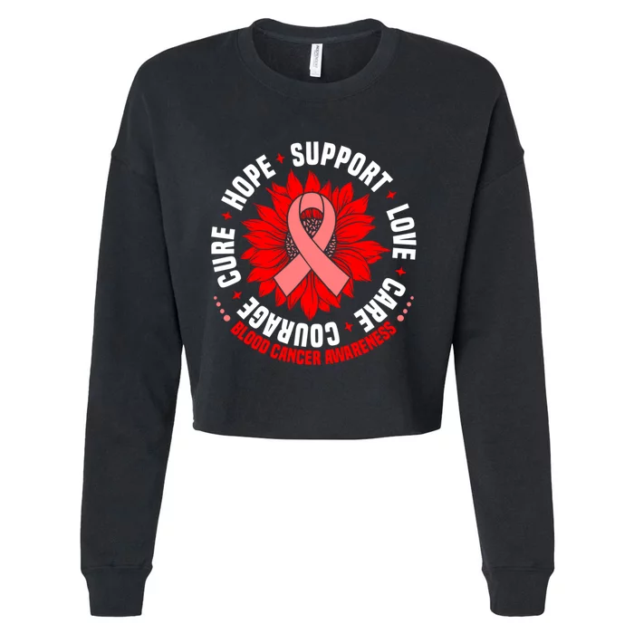 Blood Cancer Awareness Hope Support Love Cure Courage Cropped Pullover Crew