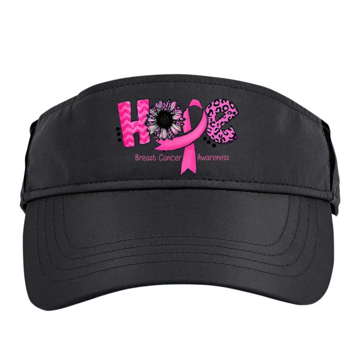 Breast Cancer Awareness Hope Pink Ribbon Leopard Sunflower Adult Drive Performance Visor